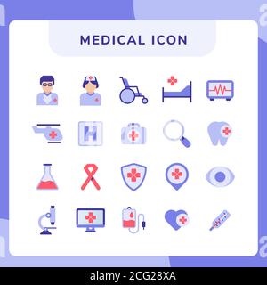 medical icon set collection with modern flat style and purple color Stock Vector