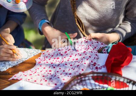 Workshop of decorating easter eggs  in beautiful hungarian village Holloko, Hungary Stock Photo