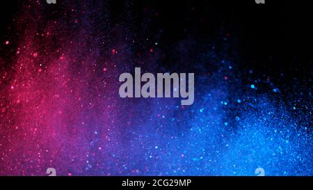 Abstract glittering powder background in neon lights. Stock Photo