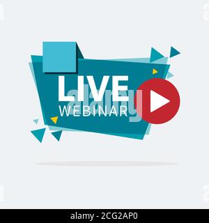 Live Webinar Button, icon, emblem label Vector illustration flat linear badge and banner, scroll, sticker, ribbon, embem, poster. Stock Vector