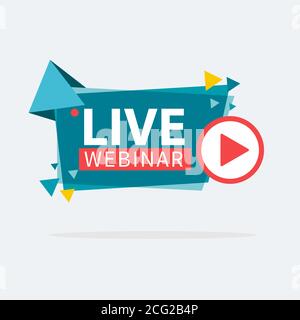 Live Webinar Button, icon, emblem label Vector illustration flat linear badge and banner, scroll, sticker, ribbon, embem, poster. Stock Vector