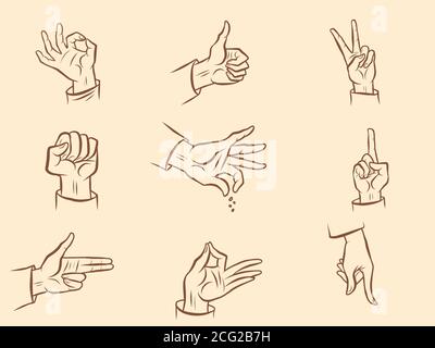 fingers a set of hand gestures Stock Vector