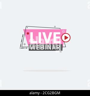 Live Webinar Button, icon, emblem label Vector illustration flat linear badge and banner, scroll, sticker, ribbon, embem, poster. Stock Vector