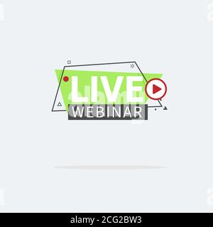 Live Webinar Button, icon, emblem label Vector illustration flat linear badge and banner, scroll, sticker, ribbon, embem, poster. Stock Vector