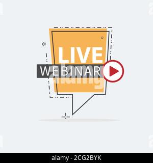 Live Webinar Button, icon, emblem label Vector illustration flat linear badge and banner, scroll, sticker, ribbon, embem, poster. Stock Vector