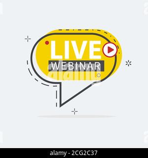 Live Webinar Button, icon, emblem label Vector illustration flat linear badge and banner, scroll, sticker, ribbon, embem, poster. Stock Vector