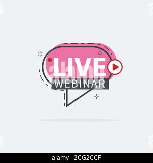 Live Webinar Button, icon, emblem label Vector illustration flat linear badge and banner, scroll, sticker, ribbon, embem, poster. Stock Vector