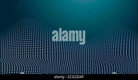 Technology concept. Abstract background with digital wave of glowing particles, creative illustration, Stock Photo