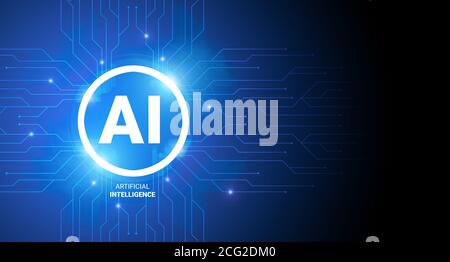 Creative Illustration For Artificial Intelligence Concept With AI Logo And Neural Connections Stock Photo