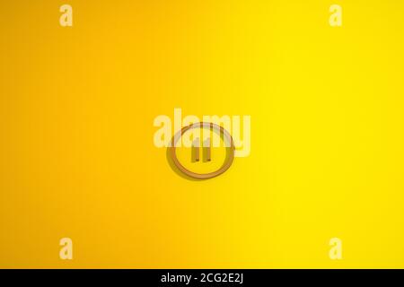 SA pause icon in yellow background. 3D rendering. Stock Photo