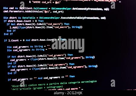 Computer Code on Monitor Screen Stock Photo