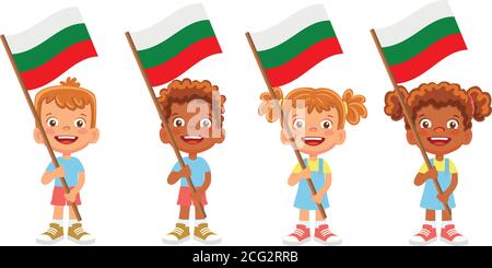 Bulgaria flag in hand set Stock Vector