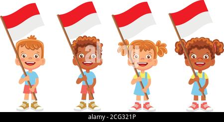 Indonesia flag in hand set Stock Vector