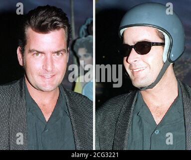 PAP 4: 22.11.94: LONDON: American film star Charlie Sheen at London's Planet Hollywood last night  (Monday), where he donated the flying suit and helmet he wears in his latest film Terminal Velocity to the  restaurant's memorabillia collection. Sheen (d.o.b. 03/09/65), the son of actor Martin Sheen, has starred in films such as  Hot Shots, Platoon and Young Guns. PA NEWS, JOHN STILLWELL/mjb. Stock Photo