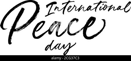 International Peace Day hand written lettering. Stock Vector