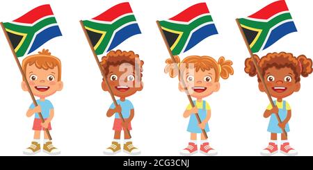 South Africa flag in hand set Stock Vector