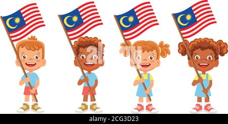 Malaysia flag in hand set Stock Vector