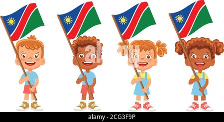 Namibia flag in hand set Stock Vector