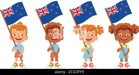 New Zealand flag in hand set Stock Vector