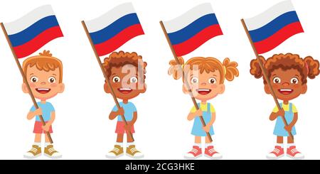 russia flag in hand set Stock Vector