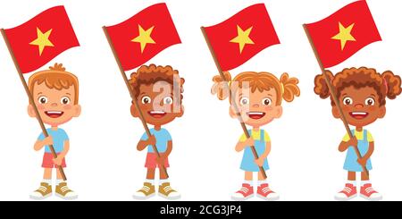 Vietnam flag in hand set Stock Vector