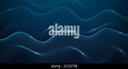 Technology Concept. Abstract Futuristic Illustration With Digital Wave Pattern Over Dark Background Stock Photo