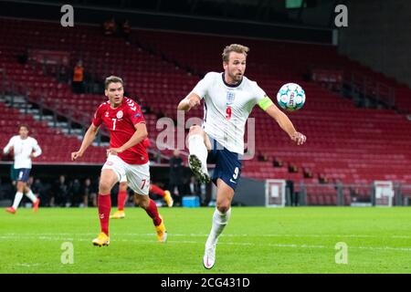 Copenhagen, Denmark. 08th, September 2020. Harry Kane (9) of England seen during the UEFA Nations League match between Denmark and England at Parken in Copenhagen. (Photo credit: Gonzales Photo - Dejan Obretkovic). Stock Photo