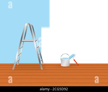 Home renovation concept with painting equipment. Stock Vector