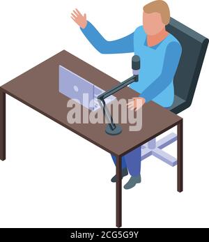 Podcast icon, isometric style Stock Vector