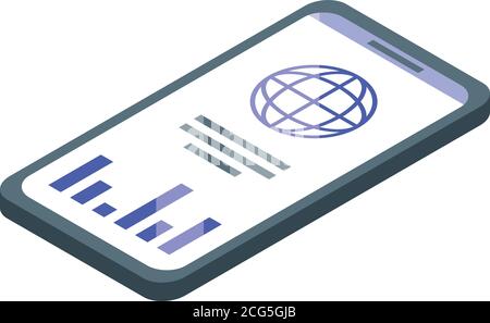 Outsource global smartphone icon, isometric style Stock Vector