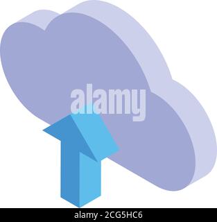Outsource upload cloud icon, isometric style Stock Vector