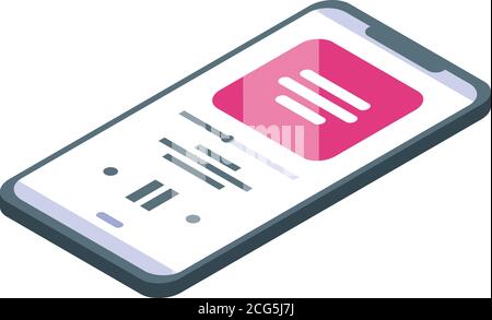 Podcast smartphone icon, isometric style Stock Vector