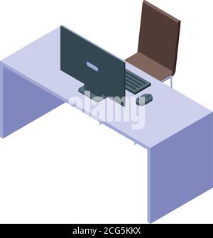 Outsource desktop icon, isometric style Stock Vector