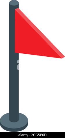 Hurling red flag icon, isometric style Stock Vector