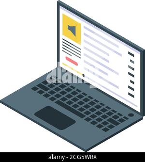 Podcast online laptop icon, isometric style Stock Vector