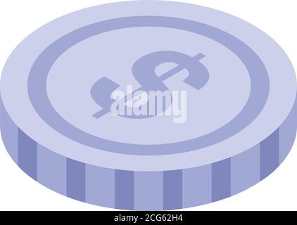 Outsource dollar coin icon, isometric style Stock Vector