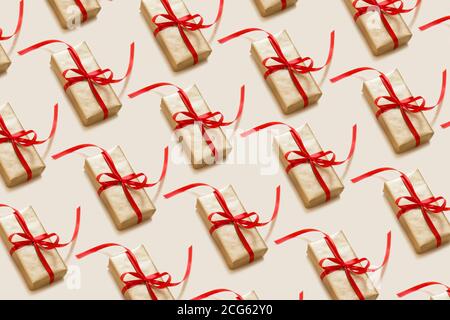 Christmas and New Year presents pattern Stock Photo