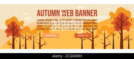 Autumn or Fall web banner template design. Flat design style autumn web banner vector illustration design Stock Vector