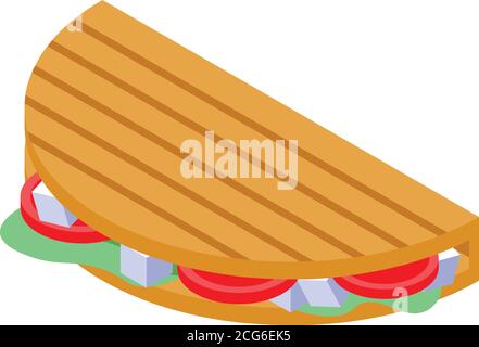 Greek sandwich icon, isometric style Stock Vector