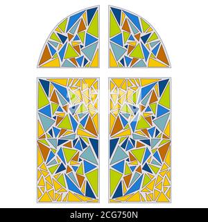 Stained glass window. Mosaic pattern. Vector illustration Stock Photo