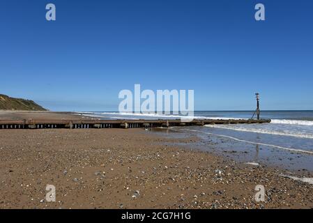 Surface water outlet pipe, Mundesley, Norfolk. Stock Photo