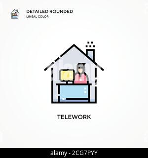 Telework vector icon. Modern vector illustration concepts. Easy to edit and customize. Stock Vector