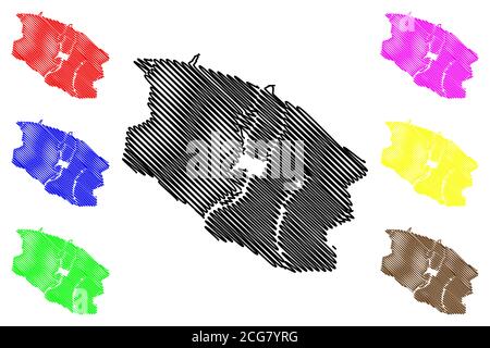 Seeb City (Sultanate of Oman) map vector illustration, scribble sketch ...