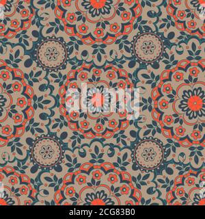 Vintage folkloric flowers seamless pattern. ethnic floral vector ornament Stock Vector