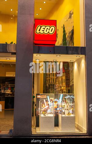 Copenhagen, Denmark - August 26, 2019: Lego toy store located along Stroget shopping street in Copenhagen, Denmark Stock Photo