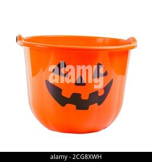 Jack o Lantern plastic Halloween bucket. Stock Photo