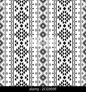 Geometric seamless ethnic pattern texture design background in black ...