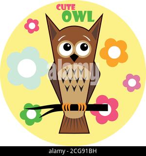 Cute Vector cartoon Owl Stock Vector