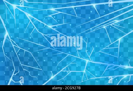 Frozen ice surface. Cracked winter snowy arctic ice, broken textured glass backdrop, cold frozen scratched surface vector background illustration Stock Vector