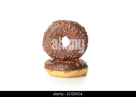 Tasty baked donuts isolated on white background Stock Photo